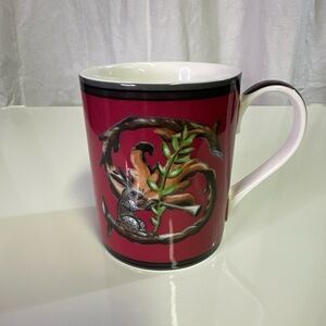 SPODE KIT KEMP Alphabet Letter “S”Coffee Mug Charming Rabbit Tea Cup Burgundy